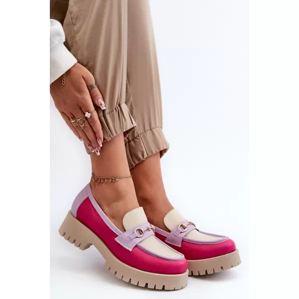  Dámské mokasíny ZAZOO 3475 BEIGE/FUSCHIA/LILA 