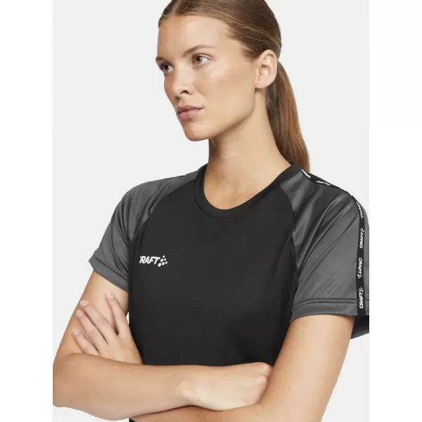  Dámské kontrastní sportovní tričko CRAFT TW Squad Go Contrast Jersey W ČERNÁ/ŽULOVÁ 