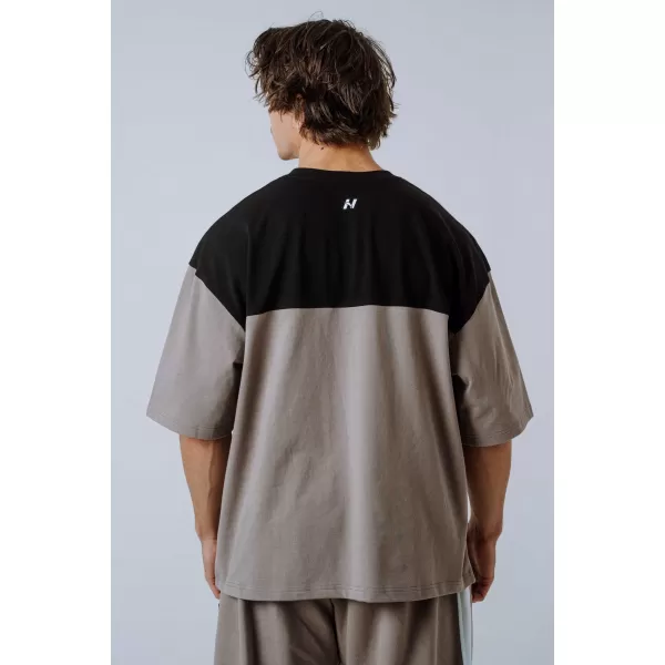  NEBBIA Oversized tričko POWER 898 LIGHT BROWN ASH 