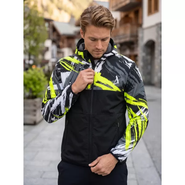  Pánská softshellová bunda premium ALTISPORT VOJ/ALM039JACK01 ČERNOŽLUTÁ 