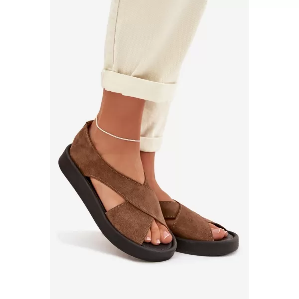  Dámské sandály ZAZOO 3196 BROWN/BEIGE 