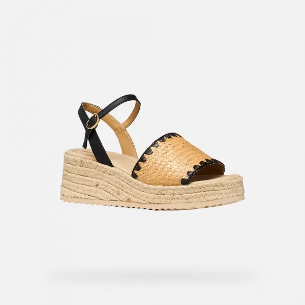  Dámská obuv na klínku GEOX ALEMERIA G012882 ČERNÁ 