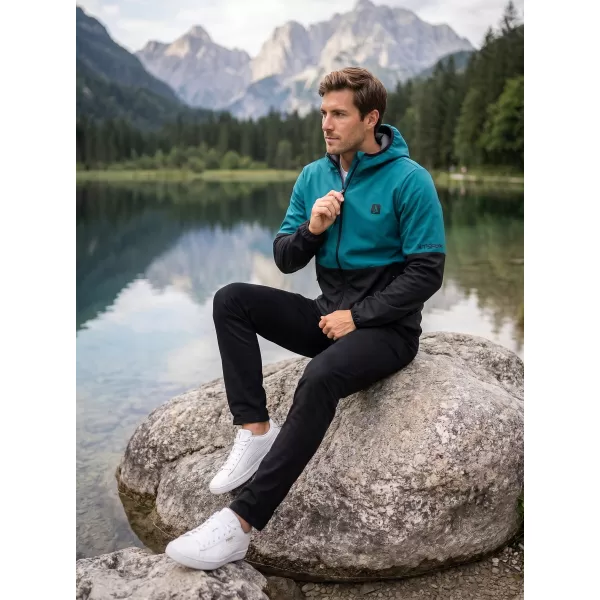  Pánská softshellová bunda premium ALTISPORT VOJ/ALM051JACK01 PETROLEJOVÁ/ČERNÁ 