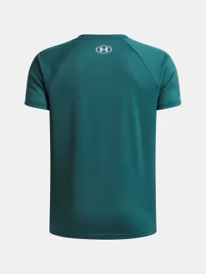 Chlapecké triko UNDER ARMOUR UA TECH SPLIT WORDMARK SS 1383010-338 ZELENÁ