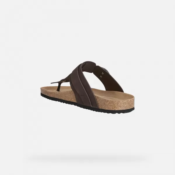  Pánské pantofle GEOX SANDAL GHITA G002573 TMAVĚ HNĚDÁ 