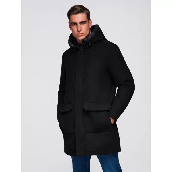  Pánský kabát OMBRE OM-COWC-0132 BLACK 
