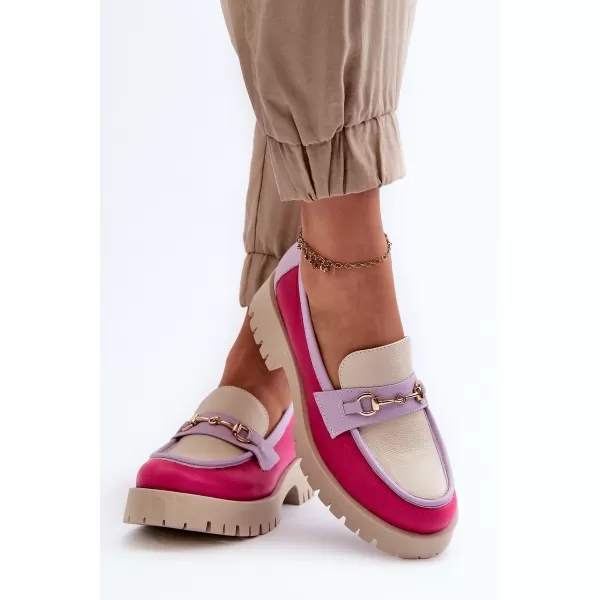  Dámské mokasíny ZAZOO 3475 BEIGE/FUSCHIA/LILA 