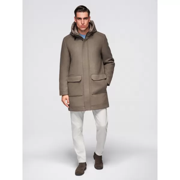  Pánský kabát OMBRE OM-COWC-0132 KHAKI 