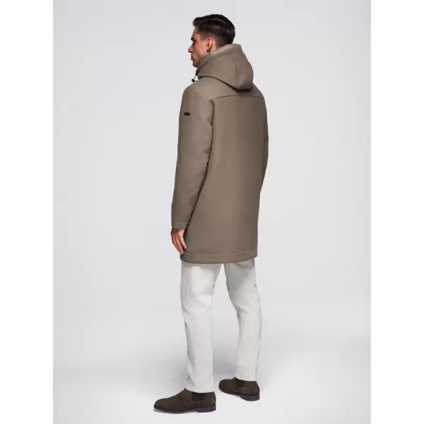  Pánský kabát OMBRE OM-COWC-0132 KHAKI 