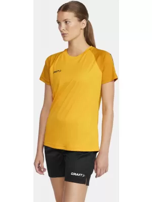 Dámské kontrastní sportovní tričko CRAFT TW Squad Go Contrast Jersey W ŠVÉDSKÁ ŽLUTÁ/ZLATÁ