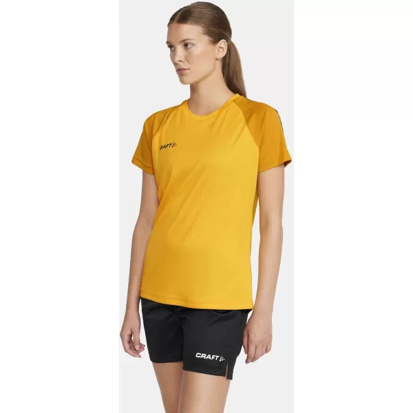  Dámské kontrastní sportovní tričko CRAFT TW Squad Go Contrast Jersey W ŠVÉDSKÁ ŽLUTÁ/ZLATÁ 