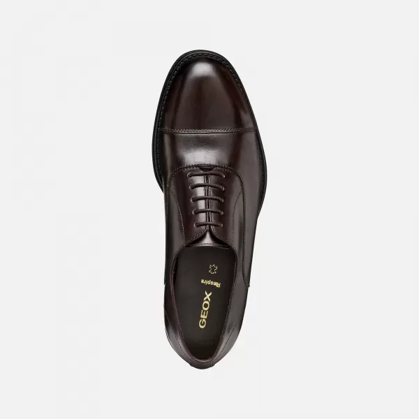  Pánské společenské boty GEOX BARBERIGO G014409 TMAVĚ HNĚDÁ 