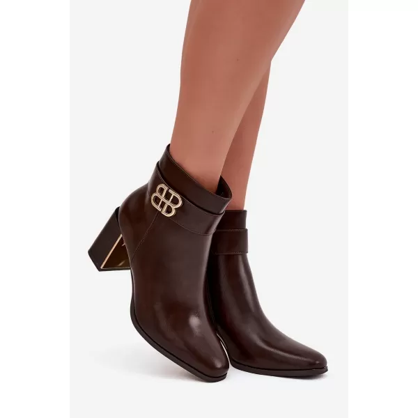 Dámské boty na podpatku BOTO GALINNE 40566 BROWN 