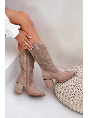 Dámské kozačky S.BARSKI HY51-238 BEIGE