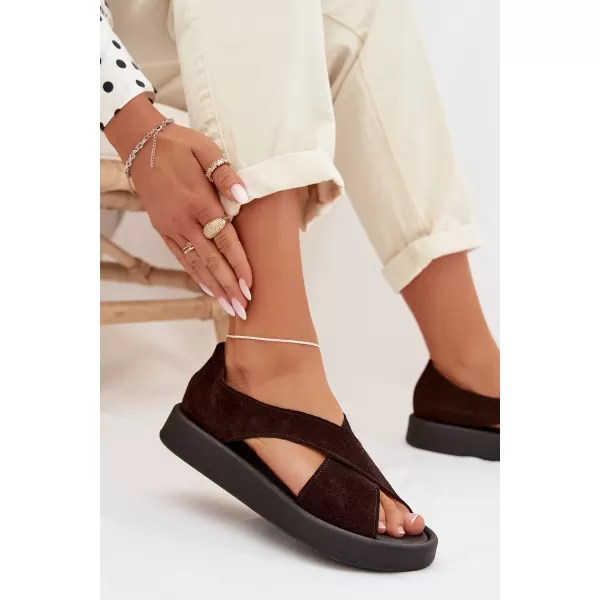  Dámské sandály ZAZOO 3196 DARK BROWN 