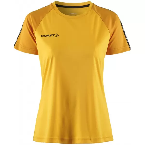  Dámské kontrastní sportovní tričko CRAFT TW Squad Go Contrast Jersey W ŠVÉDSKÁ ŽLUTÁ/ZLATÁ 