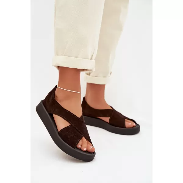  Dámské sandály ZAZOO 3196 DARK BROWN 