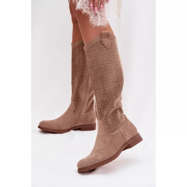  Dámské kozačky S.BARSKI HY61-8022 BEIGE 