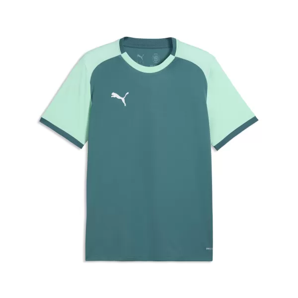  Pánské funkční triko PUMA TEAMLIGA26 MATCHDAY JERSEY 706544_43 EMERALD ICE/PUMA WHITE 
