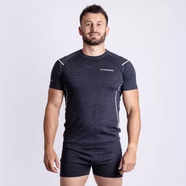  Pánské triko Progress MW NKR 170 merino ČERNÁ 