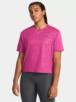 Dámské triko UNDER ARMOUR VANISH ENERGY EMBOSS CROP SS 1383640-686 RŮŽOVÁ