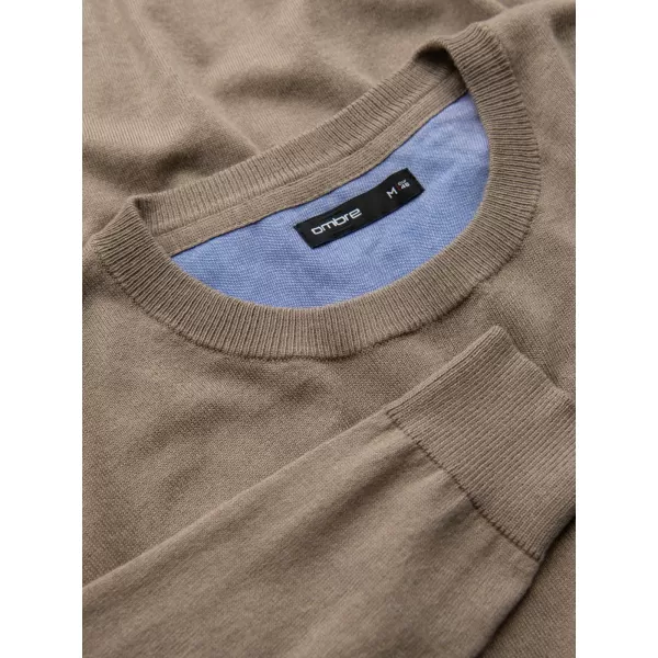  Pánský svetr OMBRE OM-SWBS-0106 DARK BEIGE 