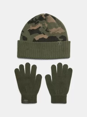 Chlapecký set UNDER ARMOUR B BEANIE/GLOVE COMBO 1386641-390 ZELENÁ
