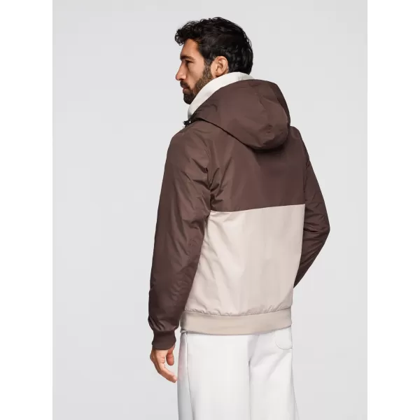  Pánská bunda OMBRE OM-JANP-0242 BROWN AND BEIGE 