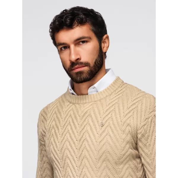  Pánský svetr OMBRE OM-SWSW-0147 SAND 