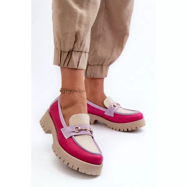  Dámské mokasíny ZAZOO 3475 BEIGE/FUSCHIA/LILA 