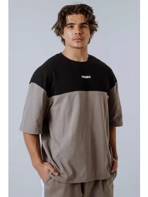 NEBBIA Oversized tričko POWER 898 LIGHT BROWN ASH
