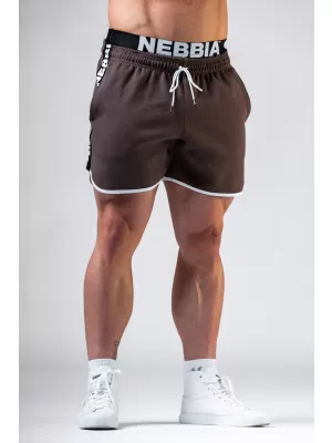 NEBBIA Teplákové šortky HERO 295 BROWN