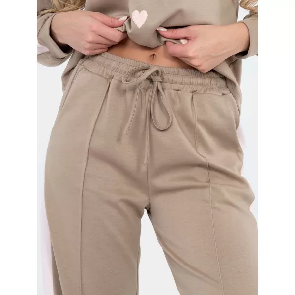  Dámská tepláková souprava RUE PARIS IT-KMPL-22211.32 DARK BEIGE 