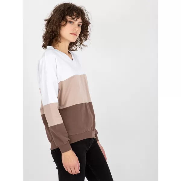  Dámská mikina RUE PARIS RV-BL-8328.65P WHITE-BROWN 