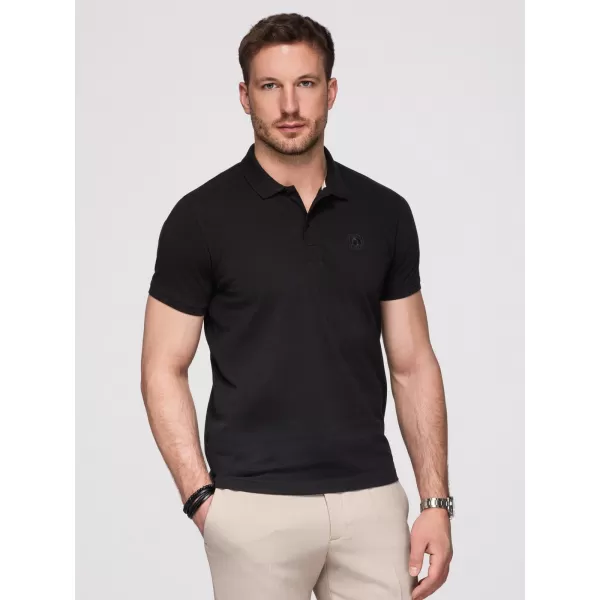  Pánské triko s límečkem OMBRE OM-POBS-0171 BLACK/WHITE/BEIGE 
