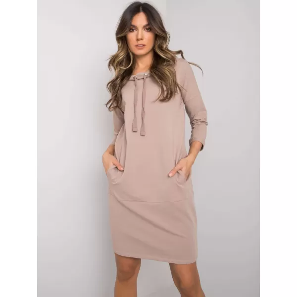  Dámské šaty RUE PARIS RV-SK-7325.26 DARK BEIGE 