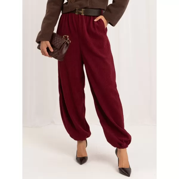  Dámské kalhoty ITALY MODA MI-SP-P72003H.70 BURGUNDY 