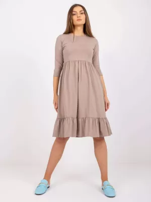 Dámské šaty RUE PARIS RV-SK-7554.74P DARK BEIGE
