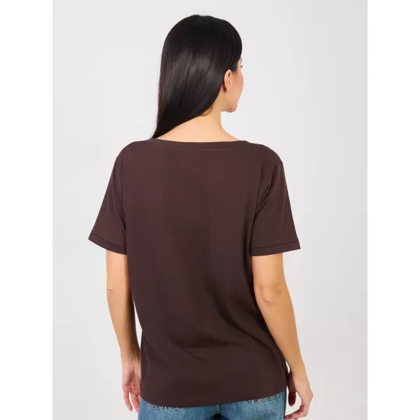 Dámské tričko RUE PARIS RV-TS-A1094.45 DARK BROWN 