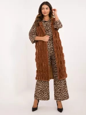 Dámská vesta WOOL FASHION ITALIA AT-KZ-2368-1.13 LIGHT BROWN