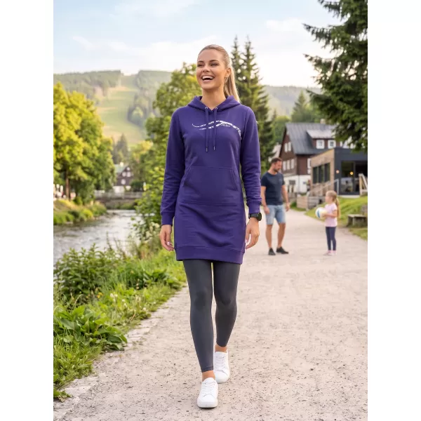  Dámská prodloužená mikina ALTISPORT ALW001419 PŮLNOČNÍ MODRÁ 