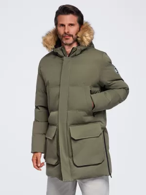 Pánská parka OMBRE OM-JALJ-0310 DARK OLIVE