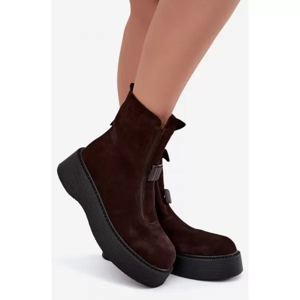  Dámské kotníkové boty D&A CR62-3448 CHOCOLATE 