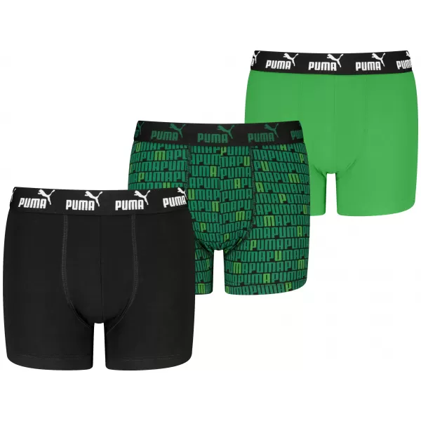  Dětské boxerky PUMA ELEMENTS BOYS PRINTED BOXERS 3P 93896703 BLACK/GREEN 