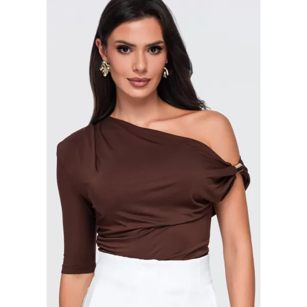  Dámské triko OMBRE OW-TS-E0075 BROWN 