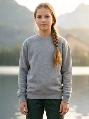 Dětská mikina MALFINI CREW 427 TMAVĚ ŠEDÝ MELÍR