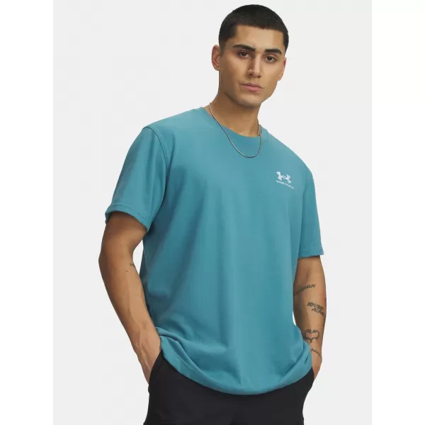  Pánské triko UNDER ARMOUR M LOGO EMB HEAVYWEIGHT SS 1373997-466 MODRÁ 