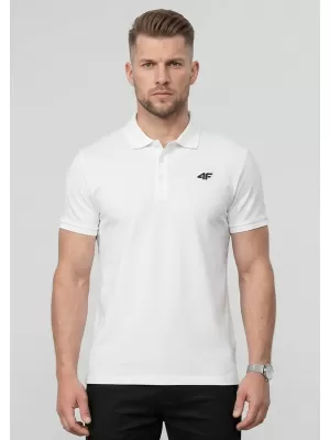 Pánské triko s límečkem 4F 4FWMM00TPTSM0770 WHITE