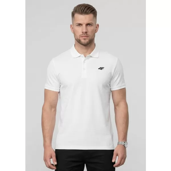  Pánské triko s límečkem 4F 4FWMM00TPTSM0770 WHITE 