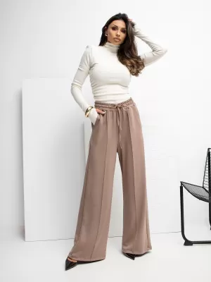 Dámské kalhoty RUE PARIS RV-DR-A1061.80 DARK BEIGE